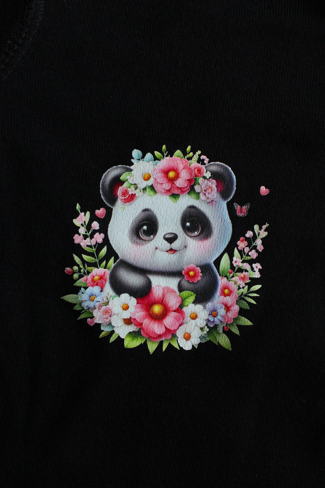 Infant Panda Pink Flower Baby Rib Bodysuit