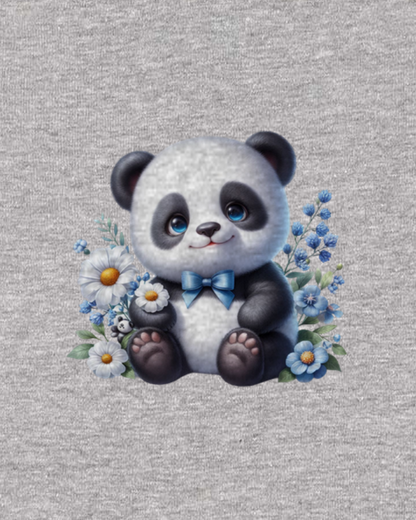 Infant Panda Blue Flower Baby Rib Bodysuit