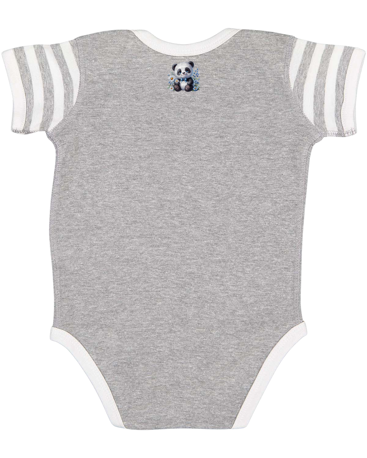 Infant Panda Blue Flower Baby Rib Bodysuit