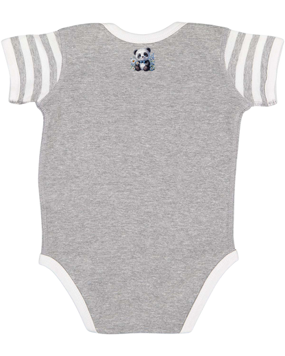 Infant Panda Blue Flower Baby Rib Bodysuit